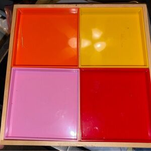 Nesting Appetizer Plates (4 colors wooden tray)